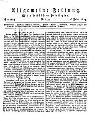Allgemeine Zeitung Sonntag 26. Februar 1815