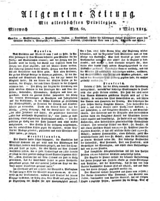 Allgemeine Zeitung Mittwoch 1. März 1815