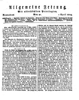Allgemeine Zeitung Samstag 1. April 1815