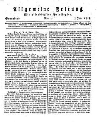 Allgemeine Zeitung Samstag 3. Januar 1818