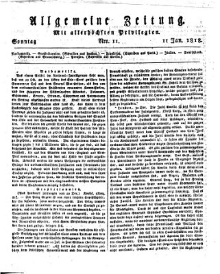 Allgemeine Zeitung Sonntag 11. Januar 1818