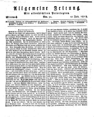 Allgemeine Zeitung Mittwoch 21. Januar 1818