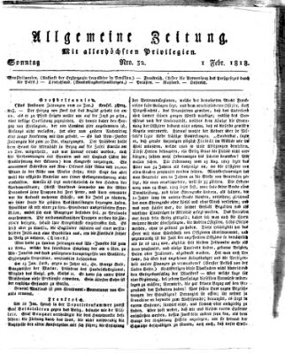 Allgemeine Zeitung Sonntag 1. Februar 1818