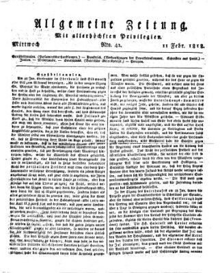 Allgemeine Zeitung Mittwoch 11. Februar 1818