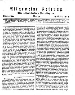 Allgemeine Zeitung Donnerstag 19. März 1818