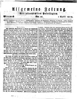 Allgemeine Zeitung Mittwoch 1. April 1818