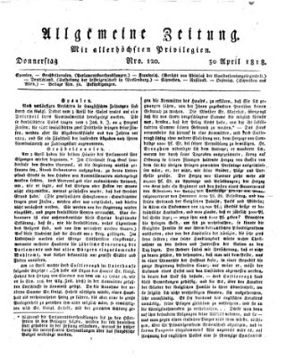 Allgemeine Zeitung Donnerstag 30. April 1818