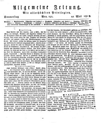 Allgemeine Zeitung Donnerstag 21. Mai 1818