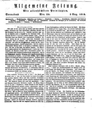 Allgemeine Zeitung Samstag 8. August 1818