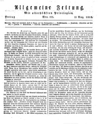 Allgemeine Zeitung Freitag 21. August 1818