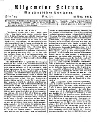 Allgemeine Zeitung Dienstag 25. August 1818
