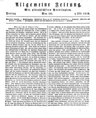 Allgemeine Zeitung Freitag 9. Oktober 1818