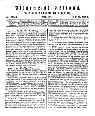 Allgemeine Zeitung Dienstag 3. November 1818
