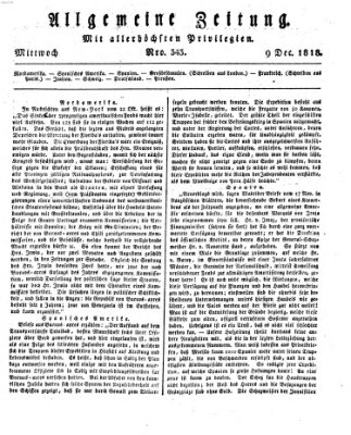 Allgemeine Zeitung Mittwoch 9. Dezember 1818