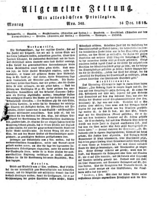 Allgemeine Zeitung Montag 14. Dezember 1818