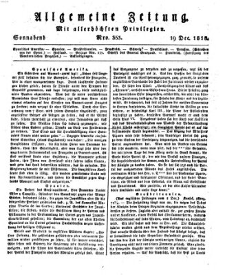 Allgemeine Zeitung Samstag 19. Dezember 1818