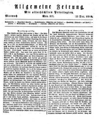 Allgemeine Zeitung Mittwoch 23. Dezember 1818