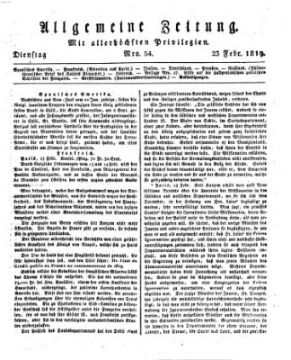 Allgemeine Zeitung Dienstag 23. Februar 1819