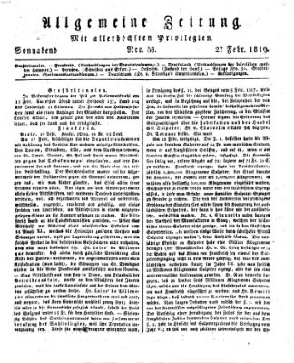 Allgemeine Zeitung Samstag 27. Februar 1819