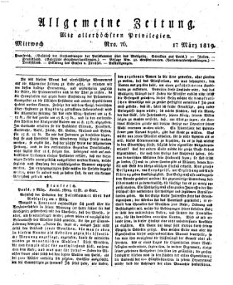 Allgemeine Zeitung Mittwoch 17. März 1819