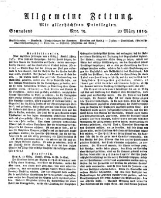 Allgemeine Zeitung Samstag 20. März 1819