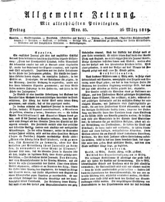 Allgemeine Zeitung Freitag 26. März 1819