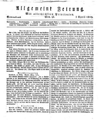 Allgemeine Zeitung Samstag 3. April 1819