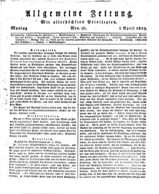 Allgemeine Zeitung Montag 5. April 1819