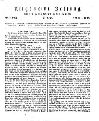 Allgemeine Zeitung Mittwoch 7. April 1819