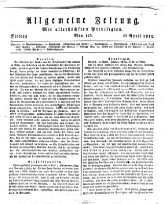 Allgemeine Zeitung Freitag 23. April 1819
