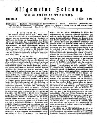 Allgemeine Zeitung Dienstag 11. Mai 1819