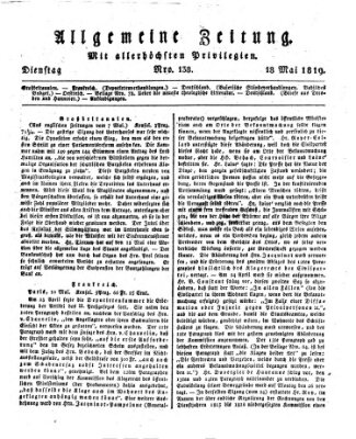 Allgemeine Zeitung Dienstag 18. Mai 1819