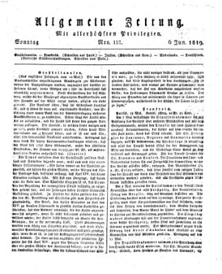 Allgemeine Zeitung Sonntag 6. Juni 1819