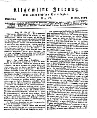 Allgemeine Zeitung Dienstag 15. Juni 1819
