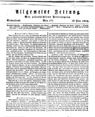 Allgemeine Zeitung Samstag 26. Juni 1819