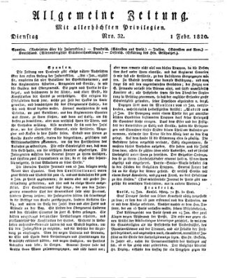 Allgemeine Zeitung Dienstag 1. Februar 1820