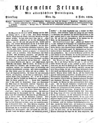 Allgemeine Zeitung Dienstag 8. Februar 1820
