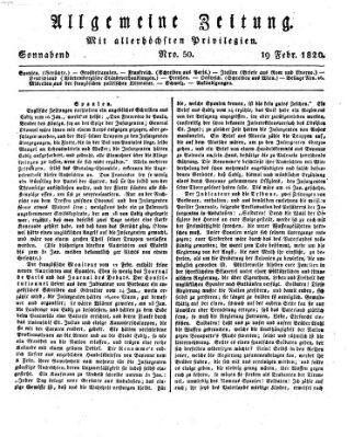 Allgemeine Zeitung Samstag 19. Februar 1820