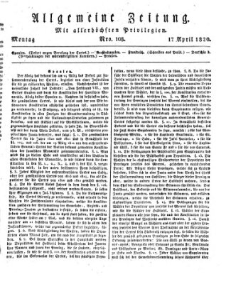 Allgemeine Zeitung Montag 17. April 1820