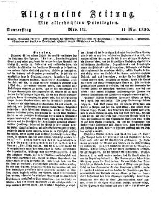Allgemeine Zeitung Donnerstag 11. Mai 1820