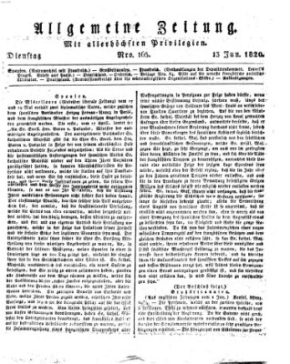 Allgemeine Zeitung Dienstag 13. Juni 1820