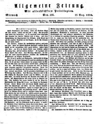 Allgemeine Zeitung Mittwoch 23. August 1820