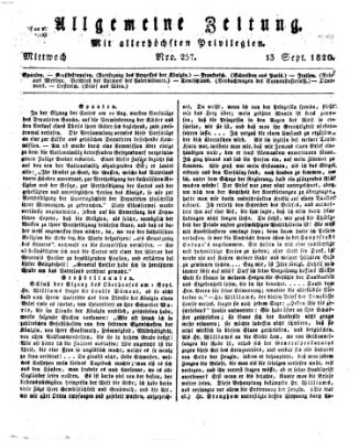 Allgemeine Zeitung Mittwoch 13. September 1820