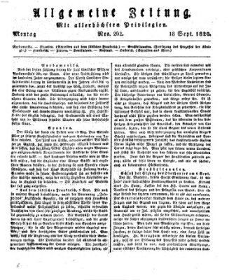 Allgemeine Zeitung Montag 18. September 1820
