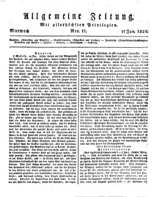 Allgemeine Zeitung Mittwoch 17. Januar 1821
