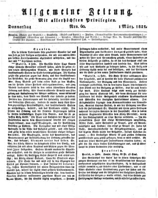 Allgemeine Zeitung Donnerstag 1. März 1821