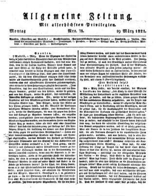 Allgemeine Zeitung Montag 19. März 1821