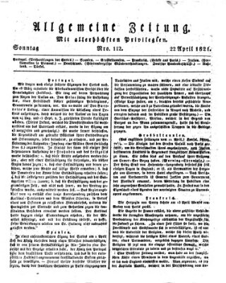 Allgemeine Zeitung Sonntag 22. April 1821