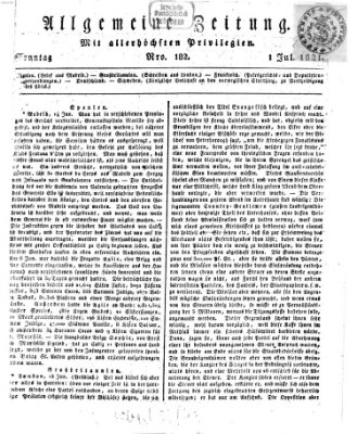 Allgemeine Zeitung Sonntag 1. Juli 1821