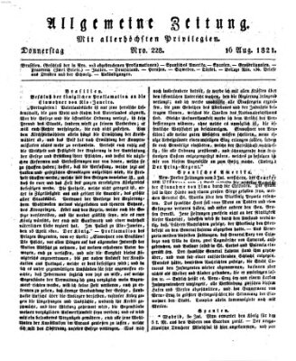 Allgemeine Zeitung Donnerstag 16. August 1821